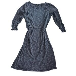 Talbots Knit Dress Sz small petite Blue White‎ Stripe 3/4 Sleeve 100% Cotton